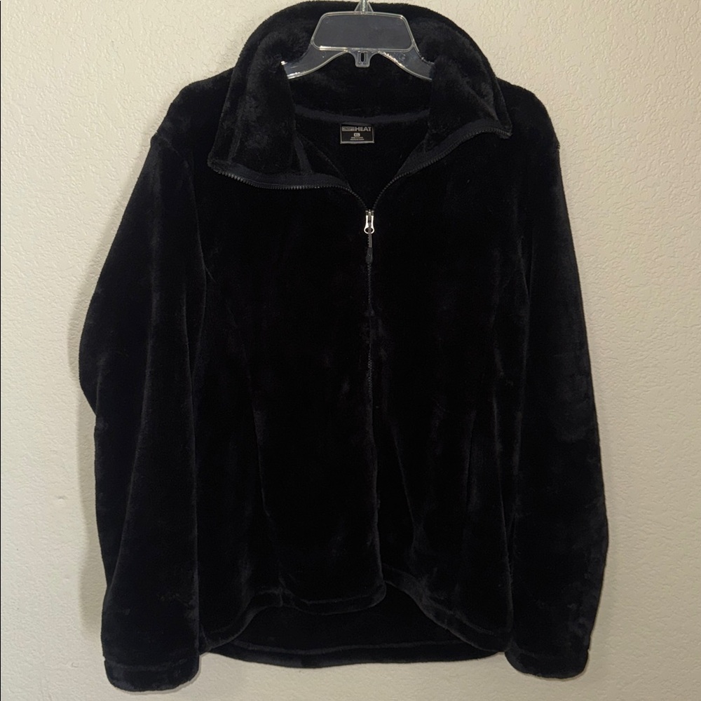 32 Degree Black Soft Cozy Plush Zip-Up Jacket